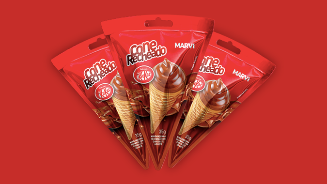 MARVI NA MDIA - KitKat lana cone recheado com chocolate